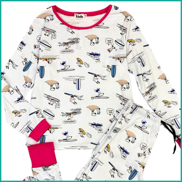 Surfing Snoopy Ladies Pajama Set - White - Image 2