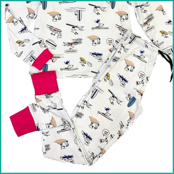 Surfing Snoopy Ladies Pajama Set - White - Image 3