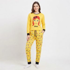 Girl Ladies Pajama Set - Yellow