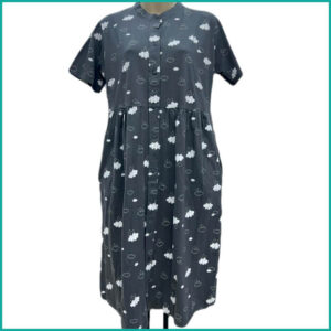 Tiny Clouds Front Open Full Button Ladies Nafnuf - Black