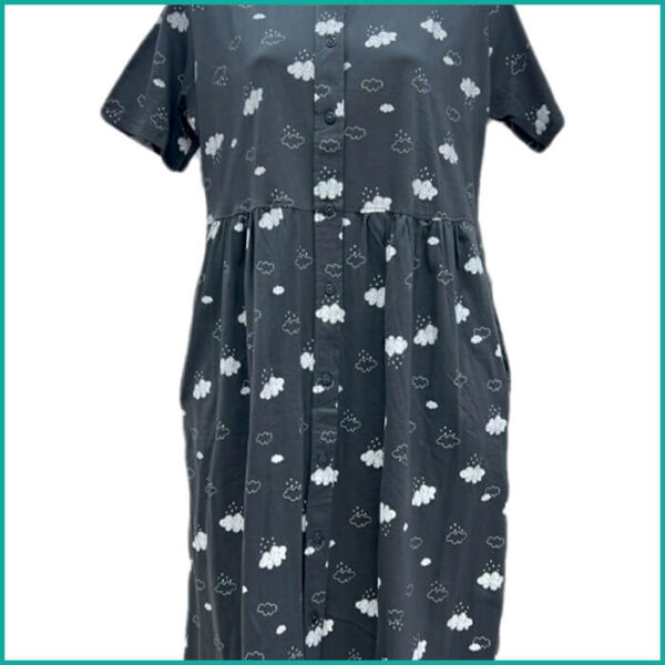 Tiny Clouds Front Open Full Button Ladies Nafnuf - Black - Image 2