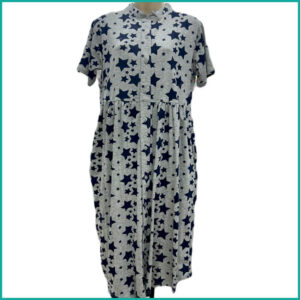 Stars Front Open Full Button Ladies Nafnuf - Grey