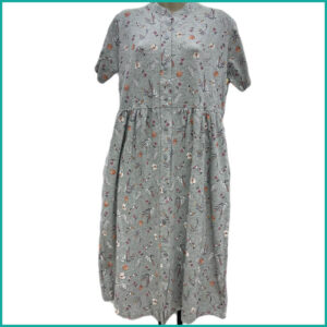 Birds Front Open Full Button Ladies Nafnuf - Grey