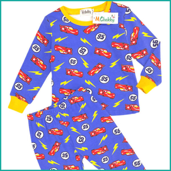 Winter Cars 95 Boys Pajama Set - Blue - Image 2