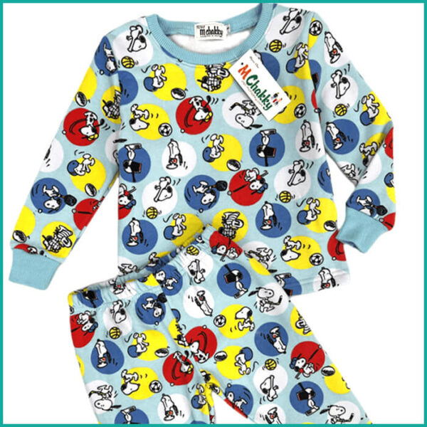 Winter Snoopy Boys Pajama Set - Blue - Image 2