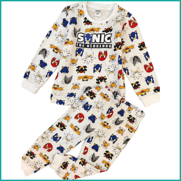 Winter Sonic Hedgehog Boys Pajama Set - White