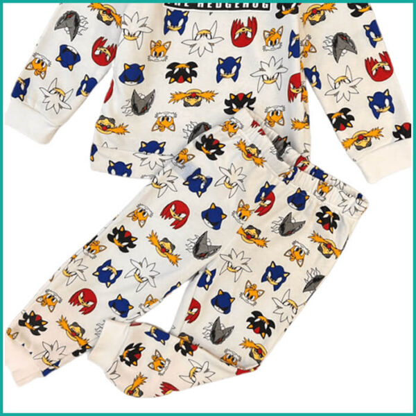 Winter Sonic Hedgehog Boys Pajama Set - White - Image 3