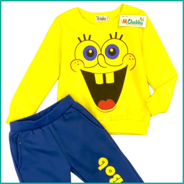 Winter SpongeBob Boys Pajama Set - Blue Yellow - Image 2