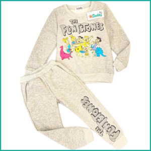 Winter The Flintstones Boys & Girls Pajama Set - Light Grey