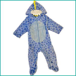 Winter Dino Print Infant Girls Overall Suit - Blue
