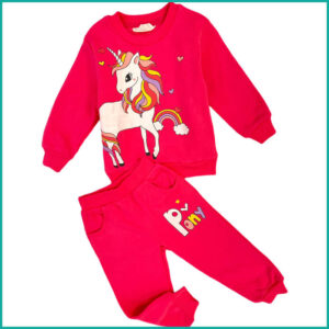 Winter Pony Unicorn Girls Training Suit - Pink