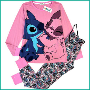 Stitch Ladies Cotton Pajama Set - Pink