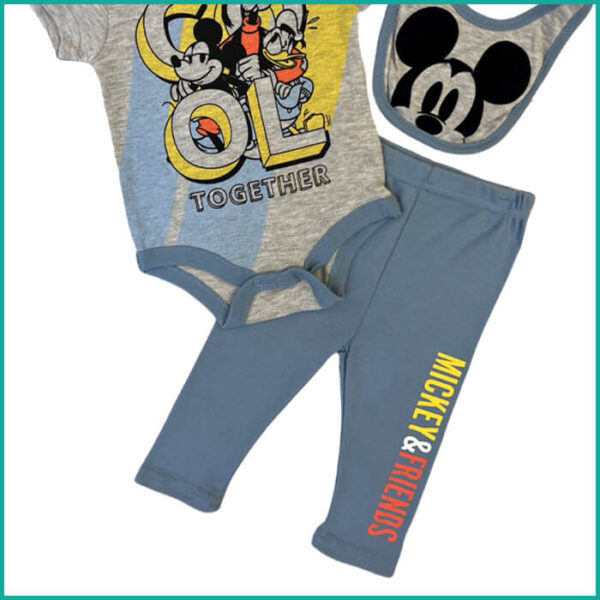 Mickey & Friends Infant 3 Pcs Set - Grey - Image 3