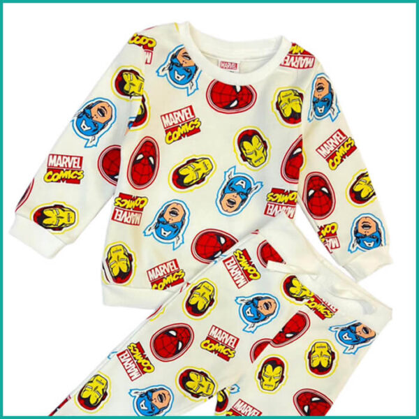 Winter Marvel Comic Boys Infant Training Suit - White - Image 2