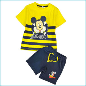 Mickey Mouse cartoon Kids Short stripe set - Yellow