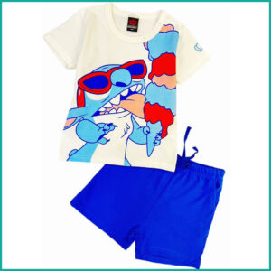Stitch Ice Cream Girls Shorts Set - White Blue