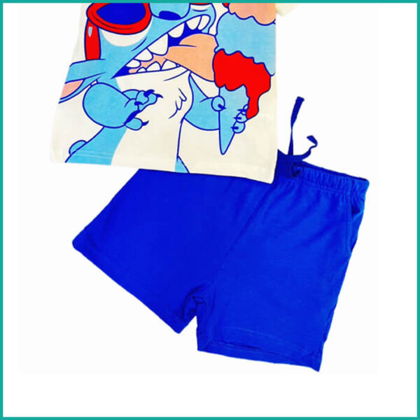 Stitch Ice Cream Girls Shorts Set - White Blue - Image 3
