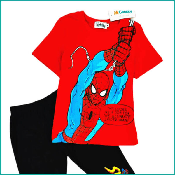 Spiderman Boys Pajama Set - Red Black - Image 2