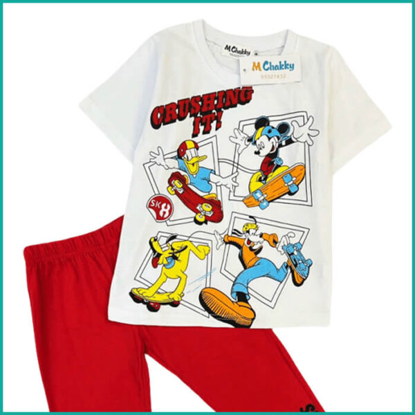Skateboard Boys Pajama Set - Red White - Image 2