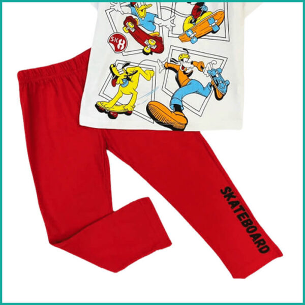 Skateboard Boys Pajama Set - Red White - Image 3