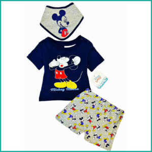 Sleepy Mickey Infant Shorts Set - Grey Blue