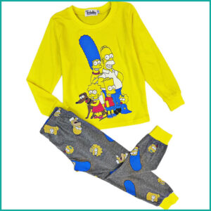 The Simpsons Boys Full Sleeves Pajama Set - Yellow grey