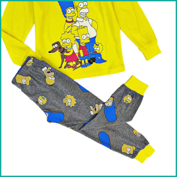 The Simpsons Boys Full Sleeves Pajama Set - Yellow grey - Image 3