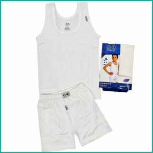 Boys Cut Sleeves Underwear - White