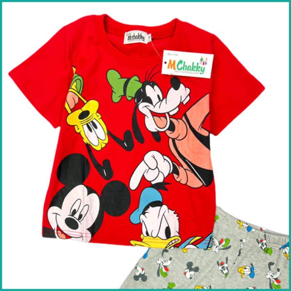 Mickey Home Boys Shorts Set - Red Grey - Image 2