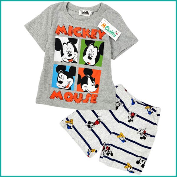 Squares Mickey Mouse Boys Shorts Set - Grey