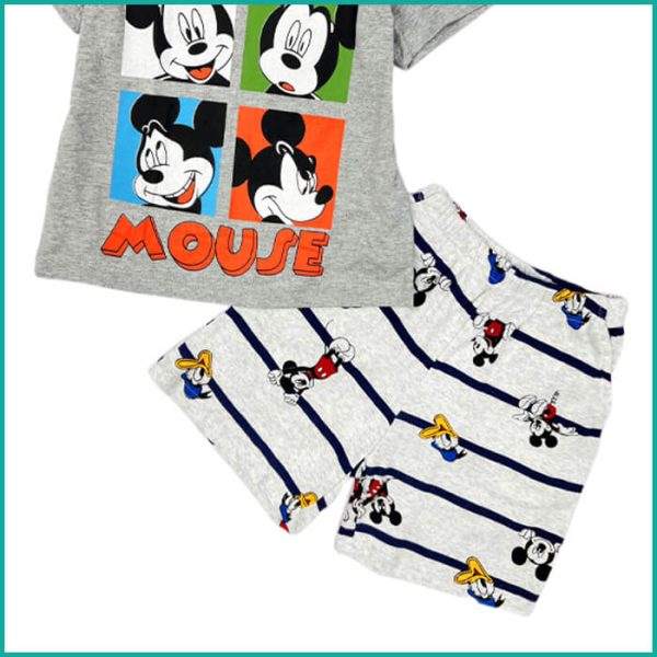 Squares Mickey Mouse Boys Shorts Set - Grey - Image 3