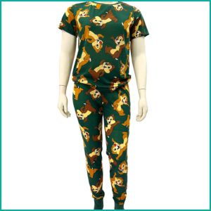 Chipmunks Ladies Pajama Set - Green