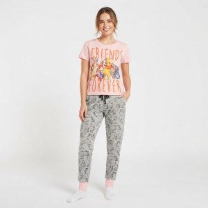 Friends Forever Ladies Pajama Set - Pink Grey