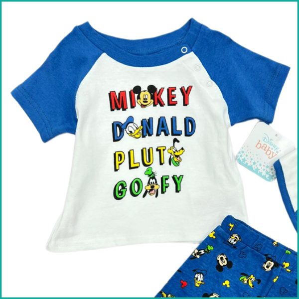 Mickey Home Infant Boys Shorts Set - Blue White - Image 2