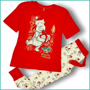 Winnie the Pooh Ladies Pajama Set - Cream Red