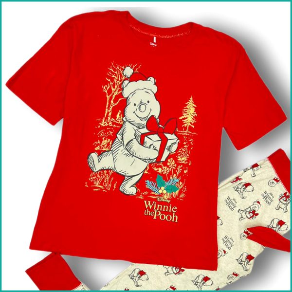 Winnie the Pooh Ladies Pajama Set - Cream Red - Image 2