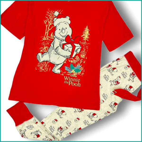 Winnie the Pooh Ladies Pajama Set - Cream Red - Image 3