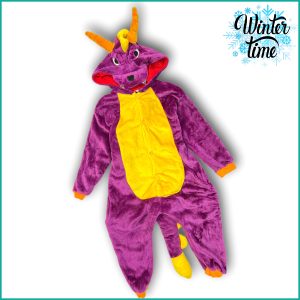 Cute Dinosaur Kids Overall Suit  - Purple