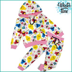 Cute Monsters Girls Training Suit  - White