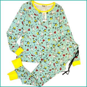 Cute Animals Ladies Cotton Pajama Set - Green