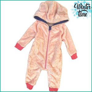 Plain Makhmal Mickey Infant Winter Overall - Pink