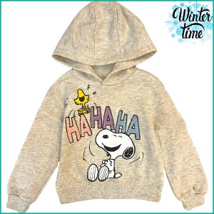 Snoopy Laughs Girls Winter Sweatshirt - Grey