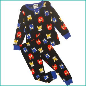 Super Sonic Boys Cotton Pajama Set - Black