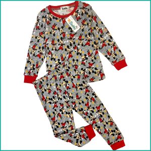 Happy Mickey Boys Cotton Pajama Set - Grey