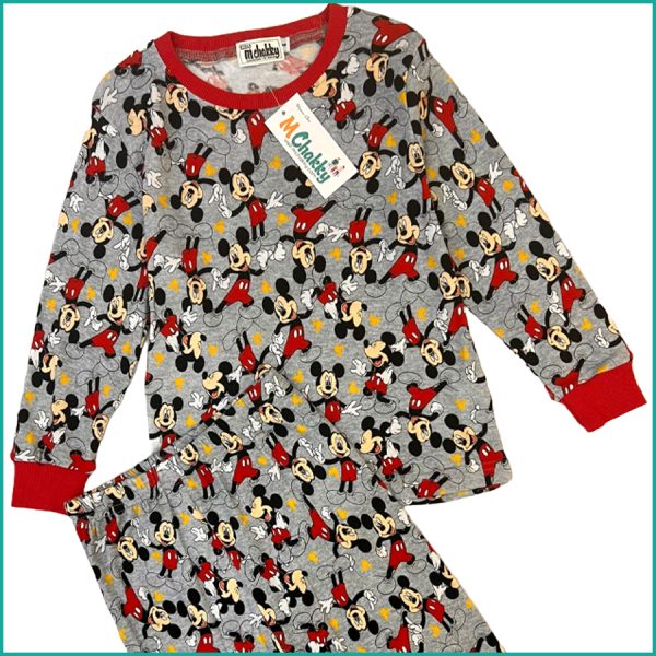 Happy Mickey Boys Cotton Pajama Set - Grey - Image 2