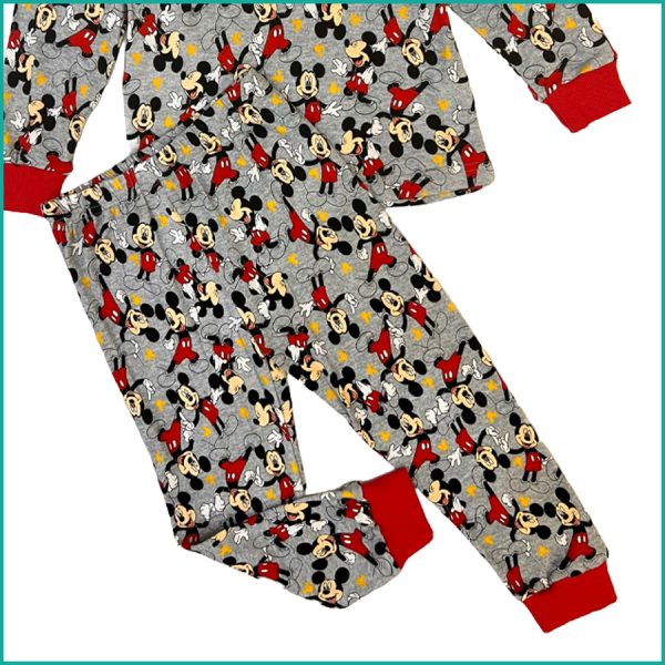 Happy Mickey Boys Cotton Pajama Set - Grey - Image 3