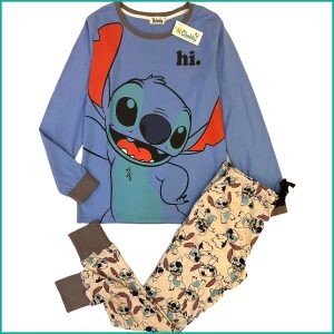 Stitch HI Ladies Cotton Pajama Set - Blue