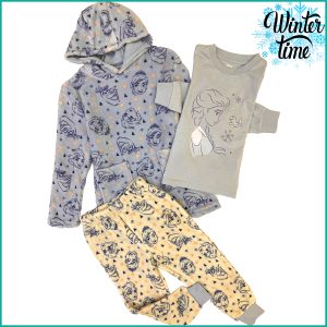 Disney Frozen Winter Girls 3 Pcs Pajama Set - Grey