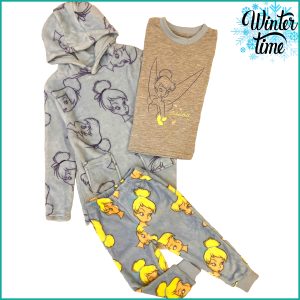 Disney Princess Winter Girls 3 Pcs Pajama Set - Grey