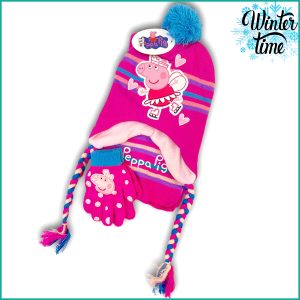 Peppa Pig Winter Kids Cap Glove Muffler -Pink